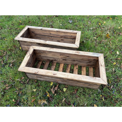 Traditional Extra Large Wooden Trough Planter x 2