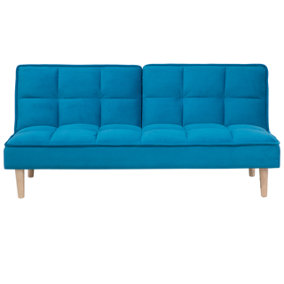 Traditional Fabric Sofa Bed Blue SILJAN