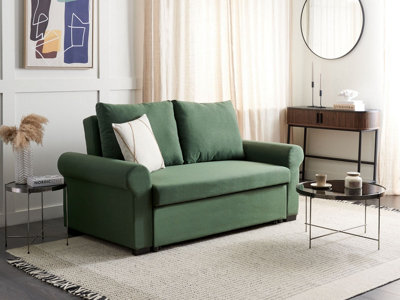 Traditional Fabric Sofa Bed Green SILDA