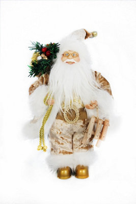 Traditional Father Christmas Standing Figures Santa Claus 30cm Gold ...