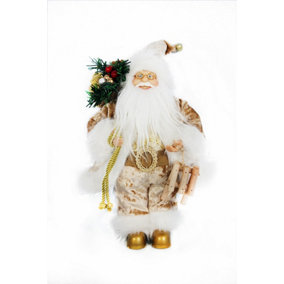 Traditional Father Christmas Standing Figures Santa Claus 30cm Gold
