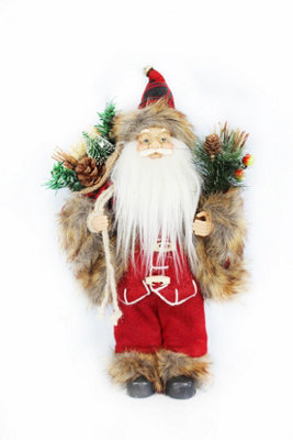 Traditional Father Christmas Standing Figures Santa Claus 30cm Red