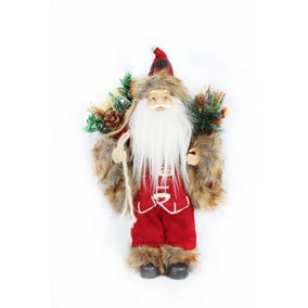 Traditional Father Christmas Standing Figures Santa Claus 30cm Red