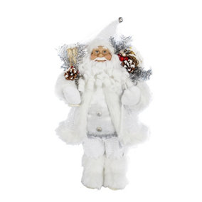Traditional Father Christmas Standing Figures Santa Claus 45cm White and Silver