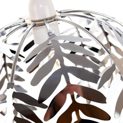 Traditional Fern Leaf Design Ceiling Pendant Light Shade in Silver Chrome Finish