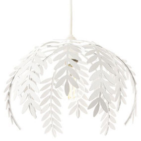 Traditional Fern Leaf Design Ceiling Pendant Light Shade in White Gloss Finish