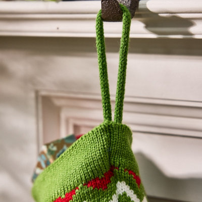 Traditional Festive Zig Zag Knitted Xmas Gift Decoration Christmas Stocking - 4