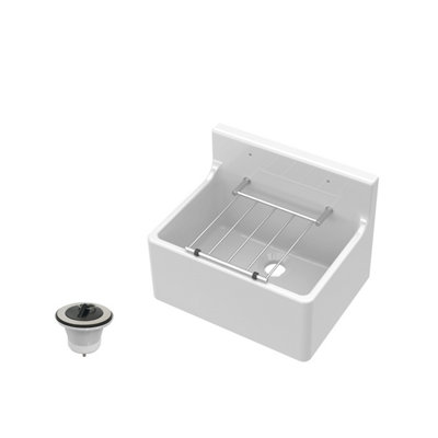 Traditional Fireclay Cleaner Sink with Waste - 515 x 382 x 393mm