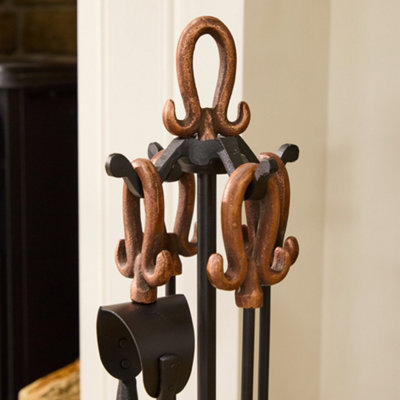 Traditional Fireplace Freestanding 5pc Copper Fireside Companion Set - 6
