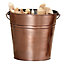 Traditional Fireside Copper Coal, Log Storage and Kindling Bucket Basket
