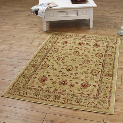 Traditional Floral Graphics Cotton Backing Easy to Clean Rug for Living Room Bedroom and Dining Room-120cm X 170cm