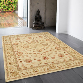 Traditional Floral Graphics Cotton Backing Easy to Clean Rug for Living Room Bedroom and Dining Room-120cm X 170cm