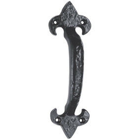 Traditional Forged Iron Pull Handle 180 x 52mm Black Antique Door Handle