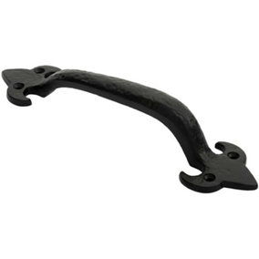 Traditional Forged Iron Pull Handle 230 x 56mm Black Antique Door Handle