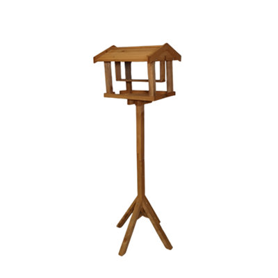 Traditional Freestanding Wooden Garden Bird Seed Feeder Table with Roof - 9