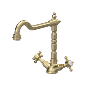 Traditional French Classic Mono Sink Mixer Tap - Brushed Brass