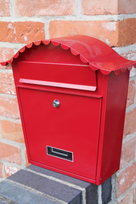 Traditional Galvanised Wall Mounted Post Box Powder-Coated in Red- Letter Box