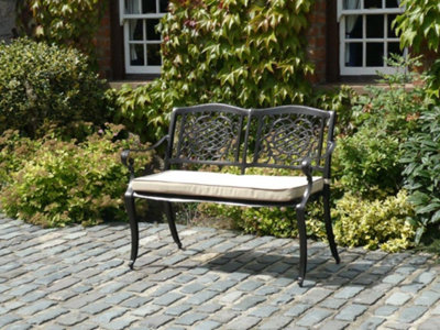 Traditional Garden Aluminium Bench MCA261BRC Bronze with Seat Cushion