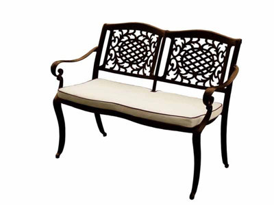 Traditional Garden Aluminium Bench MCA261BRC Bronze with Seat Cushion