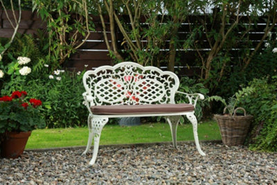 Traditional Garden Aluminium Bench MCA261CRC Cream with Seat Cushion