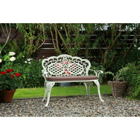 Traditional Garden Aluminium Bench MCA261CRC Cream with Seat Cushion