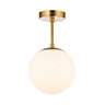 Traditional Glass Globe IP44 Bathroom Ceiling Light Fixture in Brushed Gold