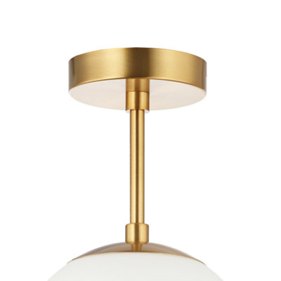 Traditional Glass Globe IP44 Bathroom Ceiling Light Fixture in Brushed Gold