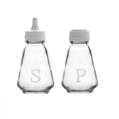 Traditional Glass Salt & Pepper Shaker Pot Set Glass Table Condiment Serving Pot - 4