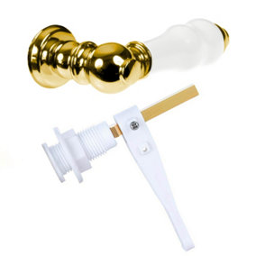 Traditional Gold Ceramic WC Toilet Cistern Lever Flush Handle with Adjustable Lift Arm