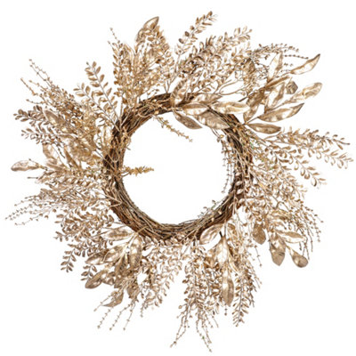 Traditional Gold Leaf Front Door Autumn Wreath Winter Spring Wreath 55cm