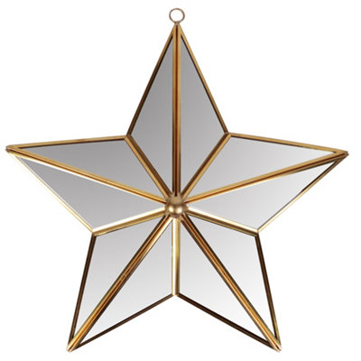 Traditional Gold Star Shaped Room Decor Wall Mounted Mirror H35cm x W34cm