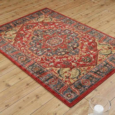 Traditional Graphics Floral Cotton Backing Rug for Living Room Bedroom and Dining Room-240cm X 340cm