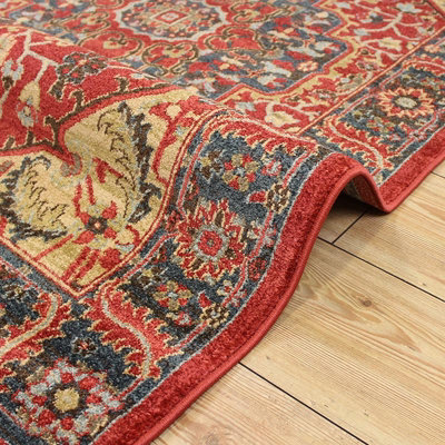 Traditional Graphics Floral Cotton Backing Rug for Living Room Bedroom ...