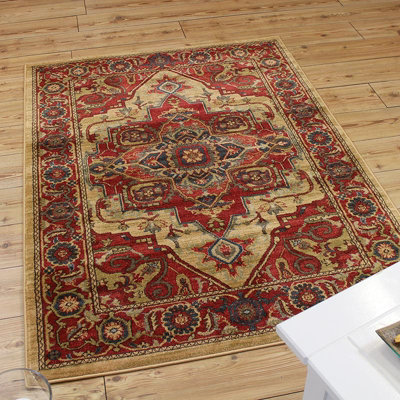 Traditional Graphics Floral Easy to Clean Polypropylene Rug for Living ...