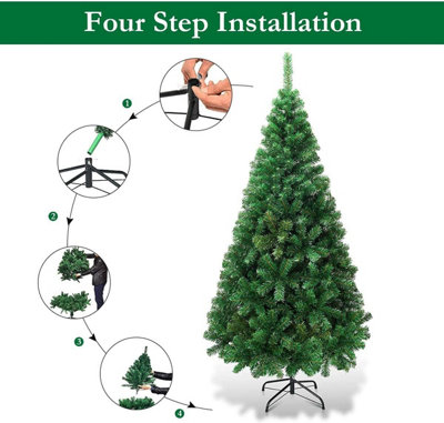 Traditional Green Artificial Christmas Tree 7ft with Strong Metal Base
