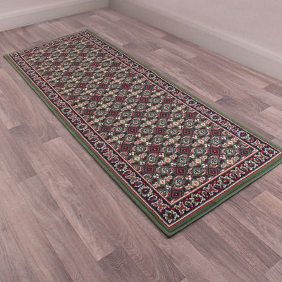Traditional Green Bordered Floral Rug For Dining Room-120cm X 160cm