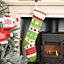 Traditional Green Fair Isle Xmas Tree Decoration Christmas Gift Bag Christmas Stocking