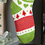 Traditional Green Fair Isle Xmas Tree Decoration Christmas Gift Bag Christmas Stocking