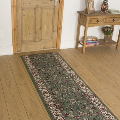 Traditional Green Hall Runner Carpet Runner Rug