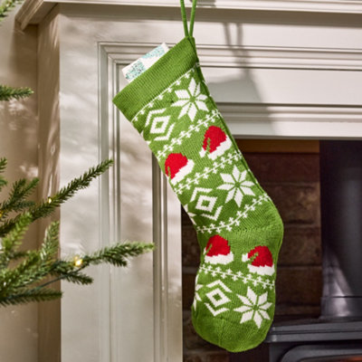 Traditional Green Santa Hats Chunky Knit Xmas Gift Decoration Christmas Stocking