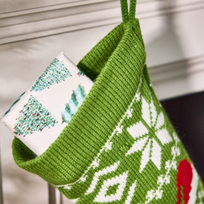 Traditional Green Santa Hats Chunky Knit Xmas Gift Decoration Christmas Stocking
