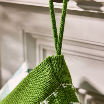 Traditional Green Santa Hats Chunky Knit Xmas Gift Decoration Christmas Stocking - 4