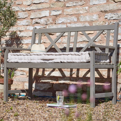 Traditional Grey 2 Seater Acacia Wood Summer Outdoor Garden Bench - 3