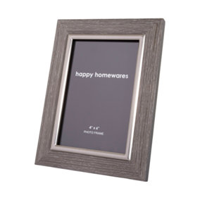 Traditional Grey MDF Rectangular 4x6 Picture Frame with Brushed Copper Trim