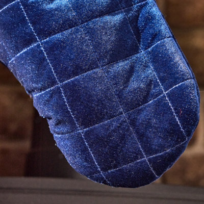Traditional Harrington Quilted Blue Velvet Xmas Gift Decoration Christmas Stocking