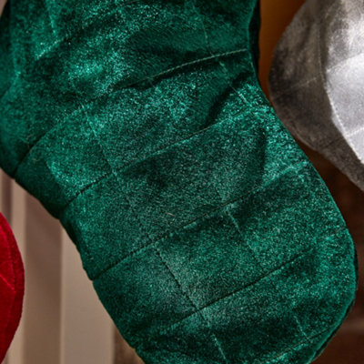Traditional Harrington Quilted Green Velvet Xmas Gift Decoration Christmas Stocking