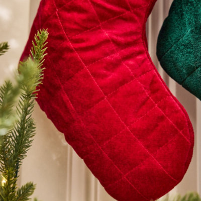Traditional Harrington Quilted Red Velvet Xmas Gift Decoration Christmas Stocking