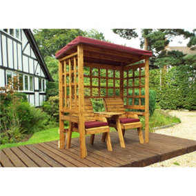 Traditional Harvey Twin Seat Arbour with 2 x Chair Cushion Burgundy