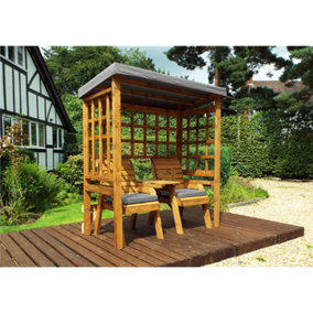 Traditional Harvey Twin Seat Arbour with 2 x Chair Cushion Grey