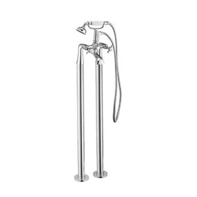 Traditional Henbury Freestanding Bath Shower Mixer in Polished Chrome